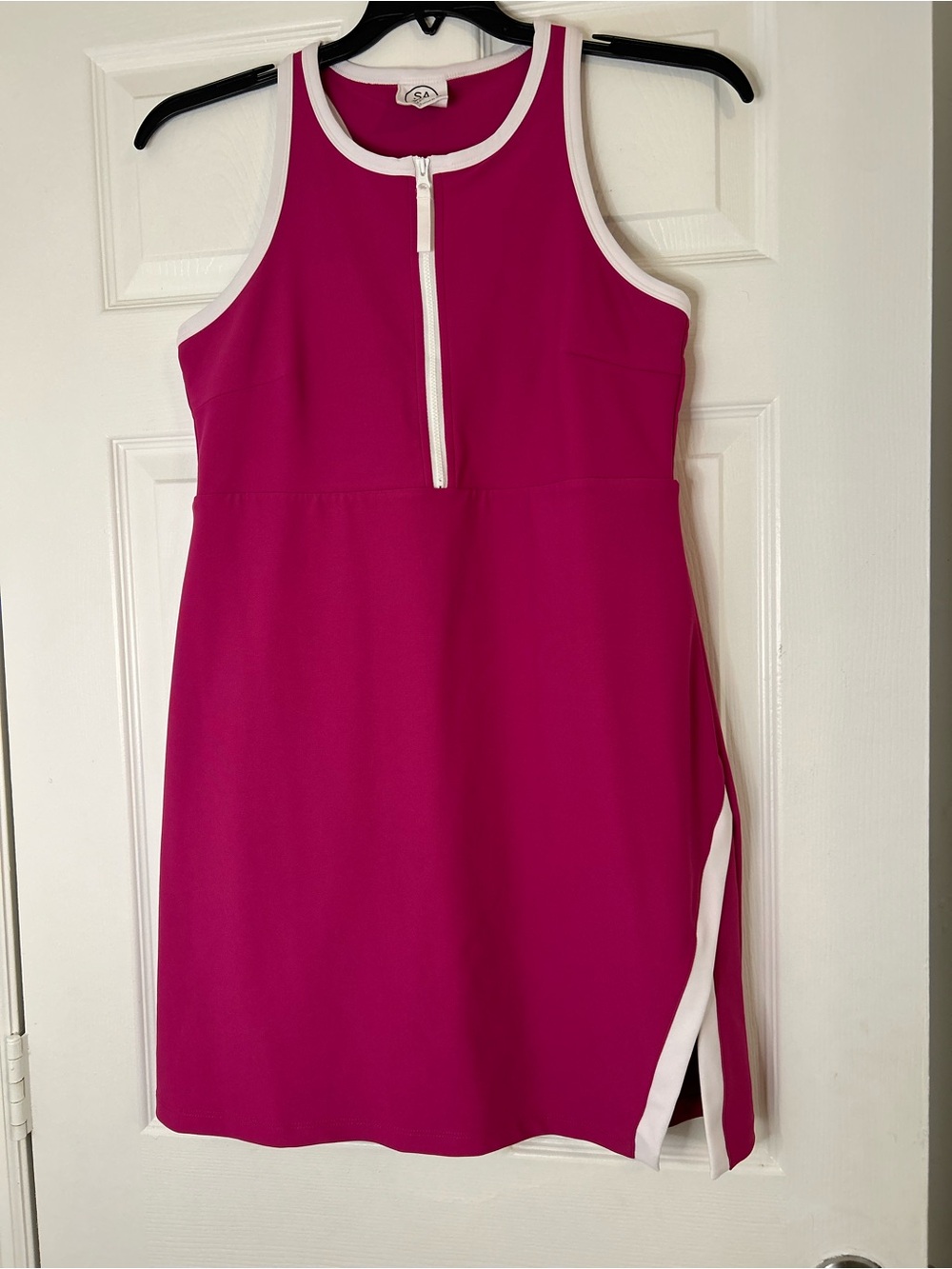 Sage Sleeveless Pink Sporty Zip-Front Active Dress